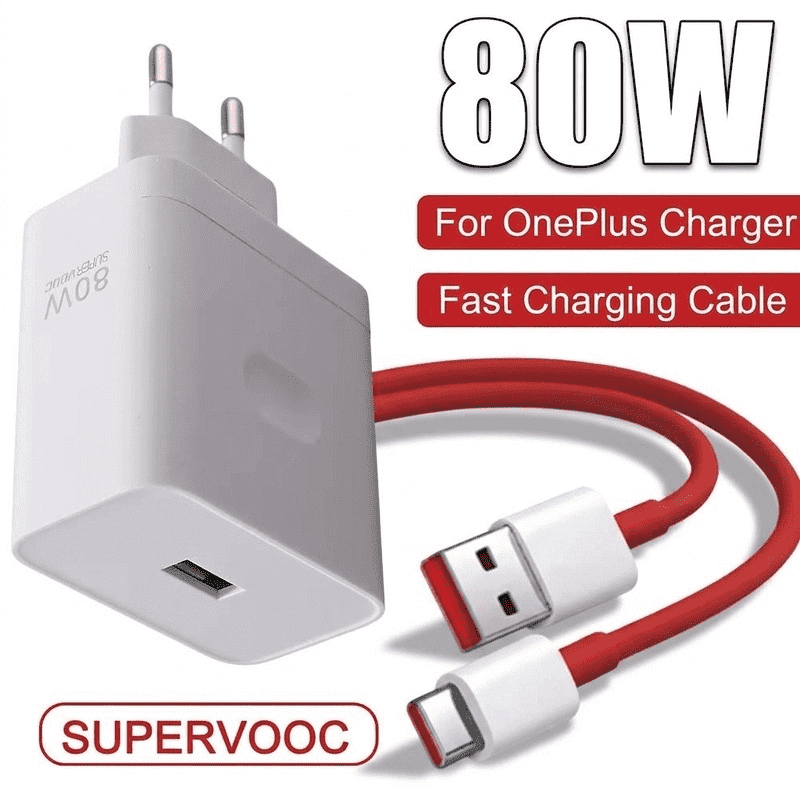80W Super Fast EU Charger with Type-C Cable for OnePlus, OPPO & Realme – Warp Charge Compatible